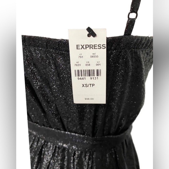 Express | Dresses | Express Black Shimmer Hi Lo Wrap Dress Xs Nwts ...
